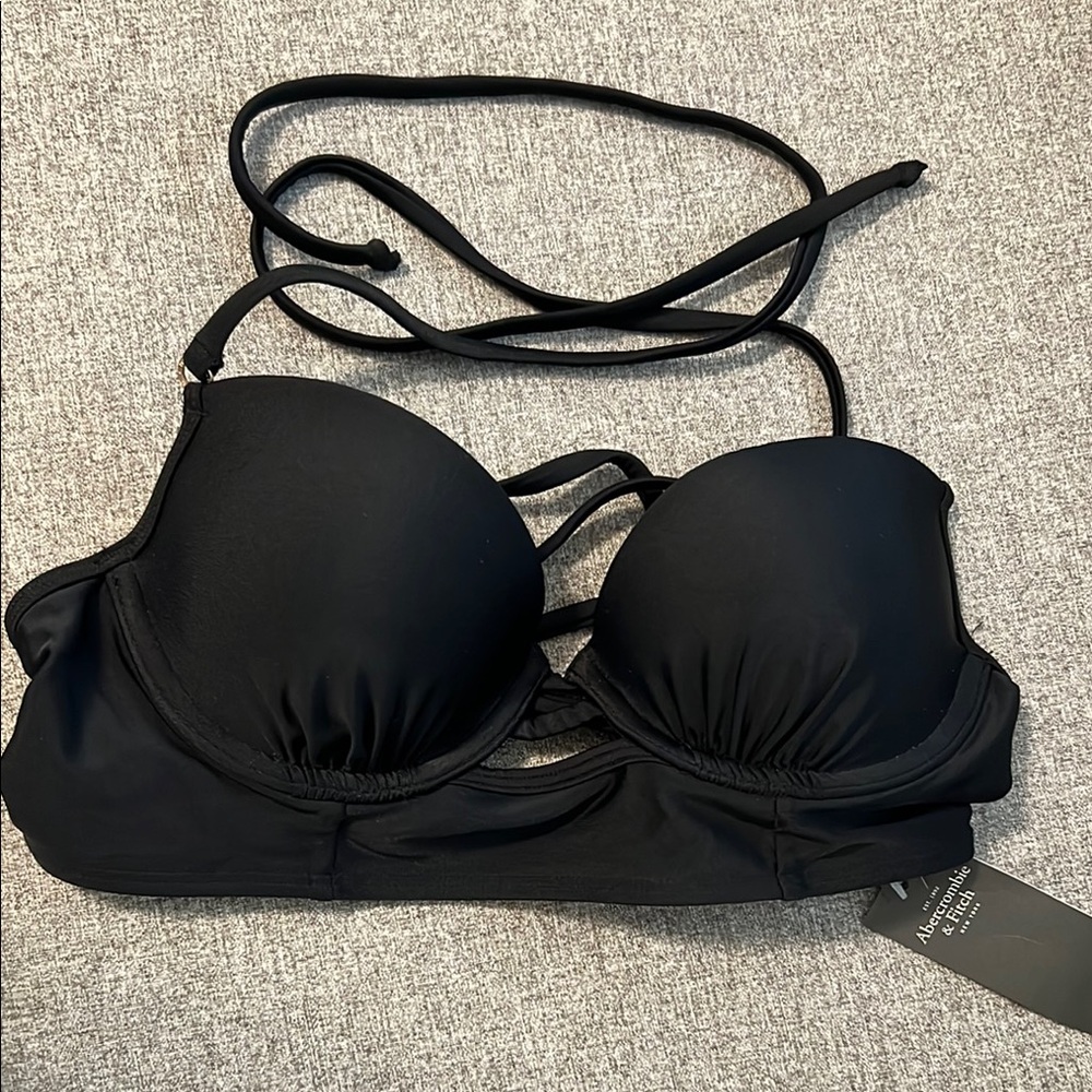 NWT A&F Black Strappy Bikini Top